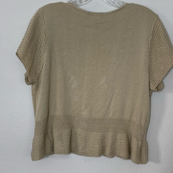 Two One Two New York Short Sleeve Knit Crochet Cardigan Sweater size XLG - Picture 4 of 9
